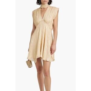 IRO Paris Cutout Silk Blend Metallic Fil Coupe Georgette Mini Dress Sz 42 US 10